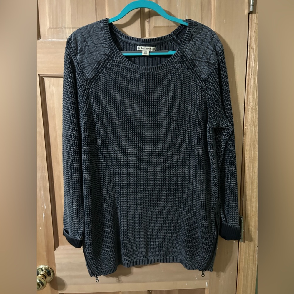 Womens 2X  Ruff Hewn Black cotton knit sweater